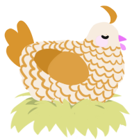 A cream and orange chicken with a lace pattern