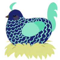 Lumine, a navy and mint chicken with a lace pattern