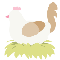 A white and beige chicken