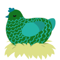 A leaf and turquoise chicken with a lace pattern