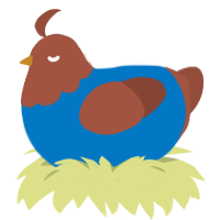 A sapphire and russet chicken with a head pattern
