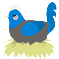 wip, a grey and sapphire chicken with a head pattern