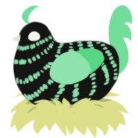 Son Of Void, a black and spring chicken with a bar pattern