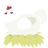 A white chicken with a head pattern