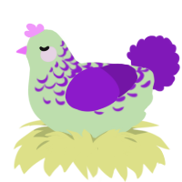 Cabbage, a gluppy and violet chicken with a half-lace pattern