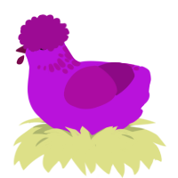 Rasberry, a amethyst and plum chicken with a neck-speckle pattern