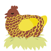 A russet and yellow chicken with a lace pattern