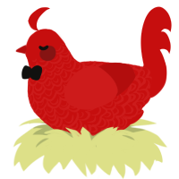 A red chicken with a double-lace pattern