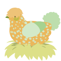 A honey and gluppy chicken with a speckle pattern