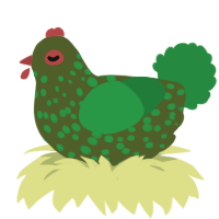 A olive and viridian chicken with a speckle pattern
