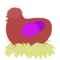 Infected, a red and amethyst chicken