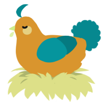 Papaya, a orange and teal chicken