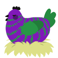 Grapevine, a violet and viridian chicken with a bar pattern