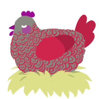 A ash and crimson chicken with a double-lace pattern
