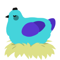 A aqua and indigo chicken
