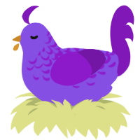 Funky Cold Medina, a blurple and violet chicken with a half-lace pattern