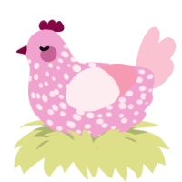 (unnamed), a pink and rose chicken with a speckle pattern