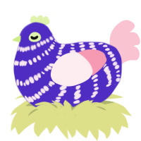 (unnamed), a indigo and rose chicken with a bar pattern