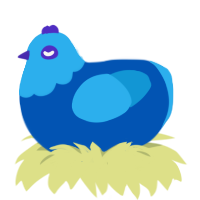 A ultramarine and sky chicken with a head pattern