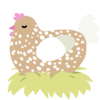 A beige and white chicken with a speckle pattern