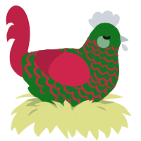 heirloom tomato, a leaf and crimson chicken with a lace pattern