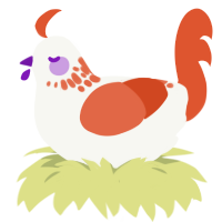 Countdown, a white and vermilion chicken with a neck-speckle pattern