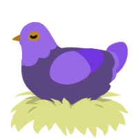 Trash pigeon, a overcast and blurple chicken with a head pattern