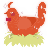 A vermilion chicken with a half-lace pattern