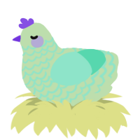 Poe, a gluppy and mint chicken with a lace pattern
