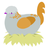 cereal, a silver and orange chicken with a neck-speckle pattern