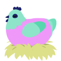Silo, a lavender and mint chicken with a head pattern