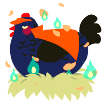 A navy and black chicken with a half-lace pattern