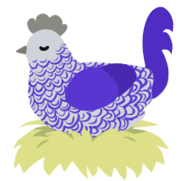 A mist and indigo chicken with a double-lace pattern