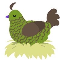 mossy forest, a chartreuse and bark chicken with a lace pattern