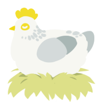 tulip, a white and silver chicken with a neck-speckle pattern