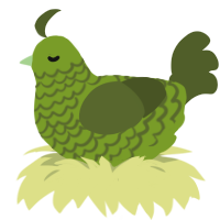 dill, a chartreuse and olive chicken with a lace pattern