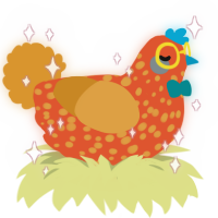 Hot sauce, a vermilion and orange chicken with a speckle pattern