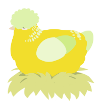 lemon, a yellow and apple chicken with a neck-band pattern