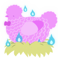 A lavender chicken with a lace pattern