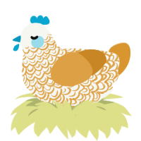 A white and orange chicken with a double-lace pattern