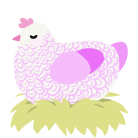 Eternal Sugar, a white and lavender chicken with a double-lace pattern