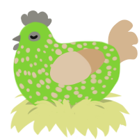 Third Brother, a grass and beige chicken with a speckle pattern