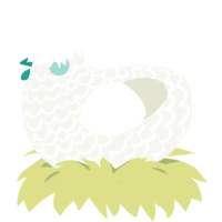 A white chicken with a lace pattern