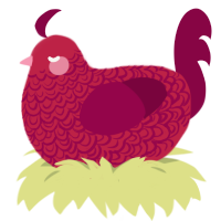 (unnamed), a crimson and maroon chicken with a double-lace pattern