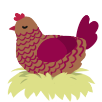 Rhubarb Pie, a brown and maroon chicken with a lace pattern