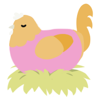 Dawn, a pink and honey chicken with a head pattern