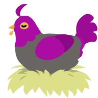 C0zmic, a grey and plum chicken with a head pattern