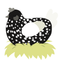 (unnamed), a sable and white chicken with a speckle pattern