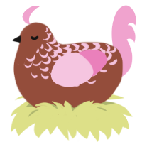 A russet and pink chicken with a half-lace pattern