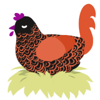 A sable and vermilion chicken with a double-lace pattern